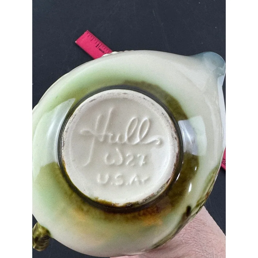 Hull Pottery Wildflower Sugar Bowl and Creamer Set W27 W28 Pink Green Vintage - Picture 8 of 14